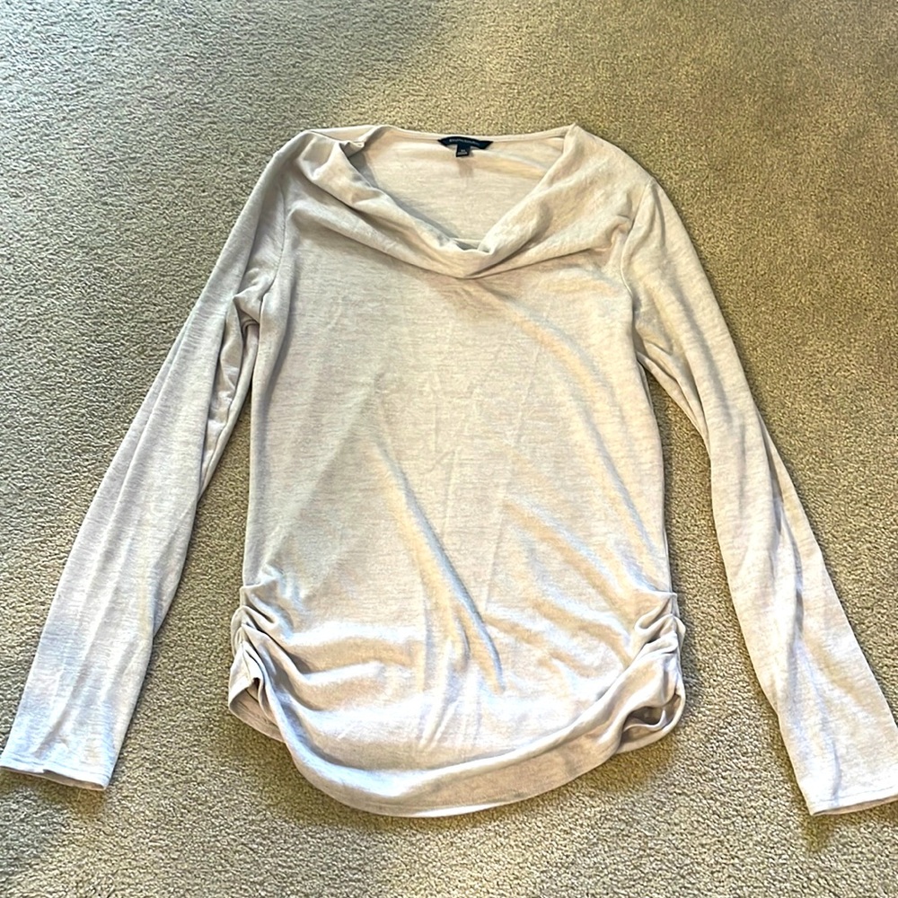 Cowl neck, ruched siding, bone colored Banana Republic shirt